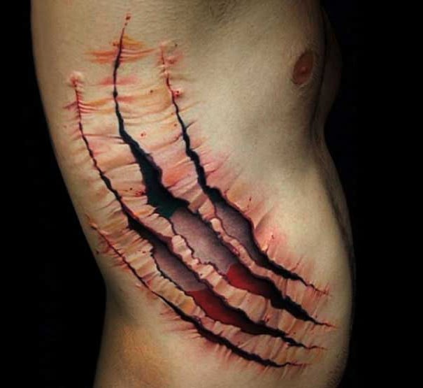 Great 3d Skin Rip Tattoo Designs