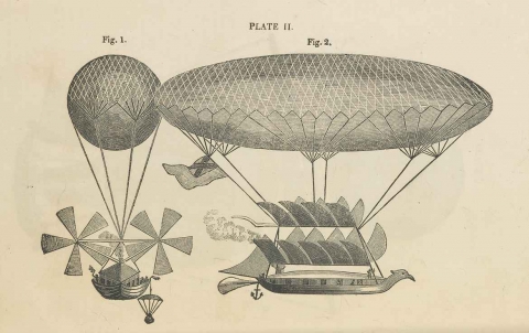 boceto zepelín antiguo máquina voladora 