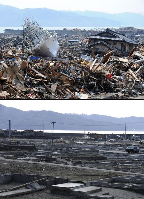 japón quedó destruido por un tsunami