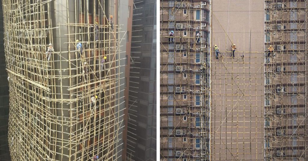 Los vertiginosos andamios de bambú. Así es ser albañil en Asia