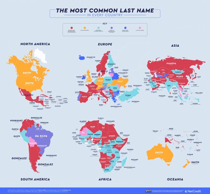 El Mapa Que Muestra Cuáles Son Los Apellidos Más Comunes En Cada País 0545