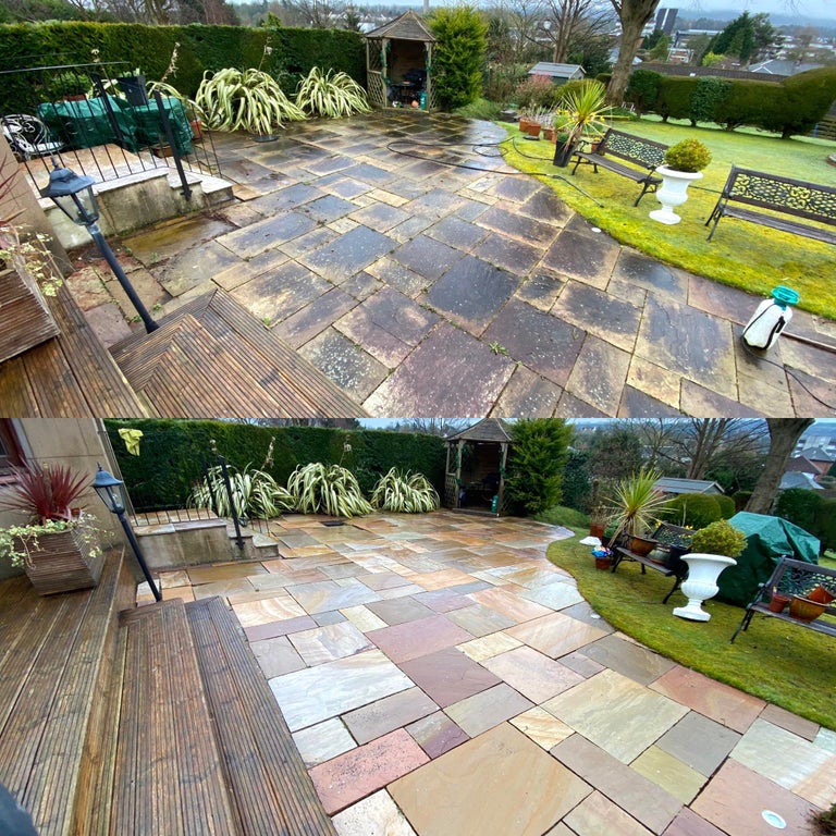 limpieza patio antes y después