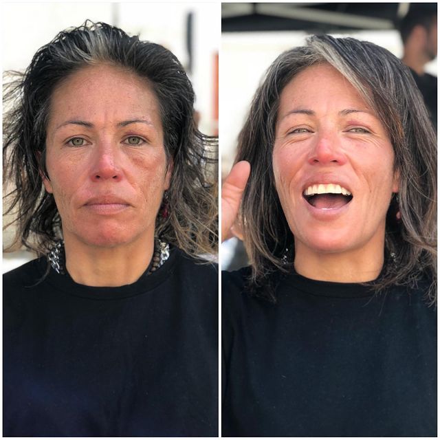 antes y después de pasar por la peluquería