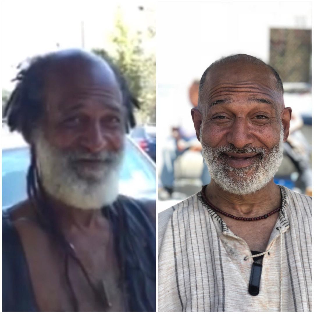 antes y después de corte de pelo masculino