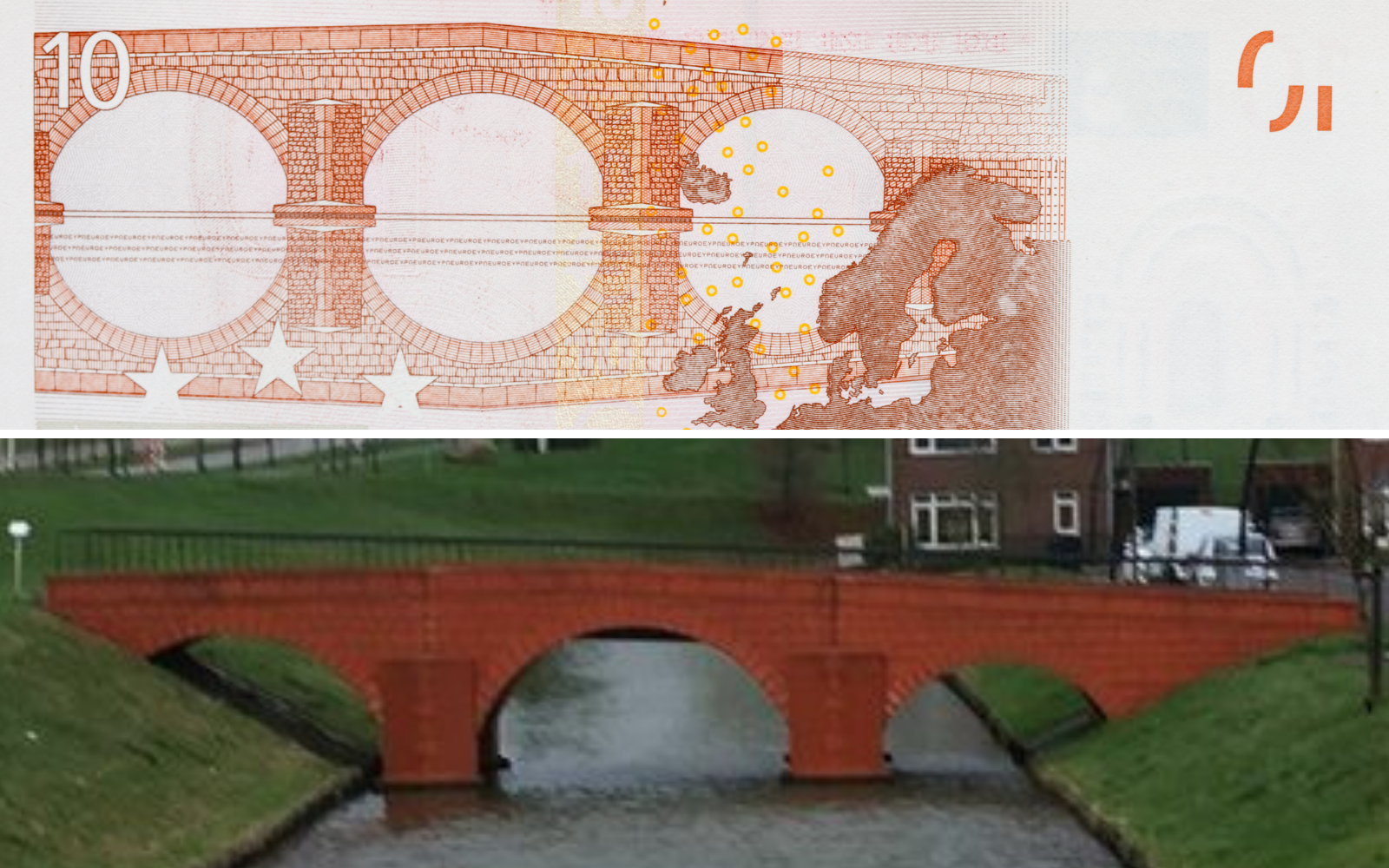 puente real de billete de 10 euros en Rotterdam